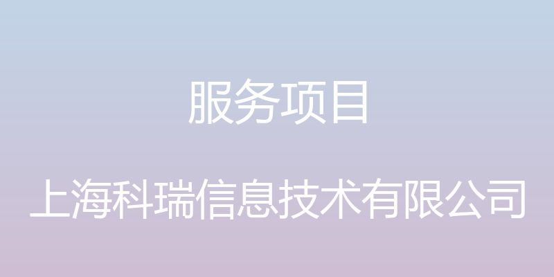 服务项目 - 上海科瑞信息技术有限公司