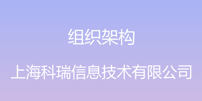 组织架构 - 上海科瑞信息技术有限公司